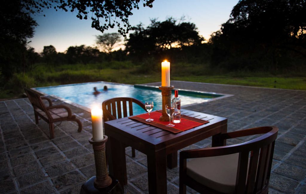 swimming pool. candle light dinner. outdoors kumbukgaha villa hotel sigiriya